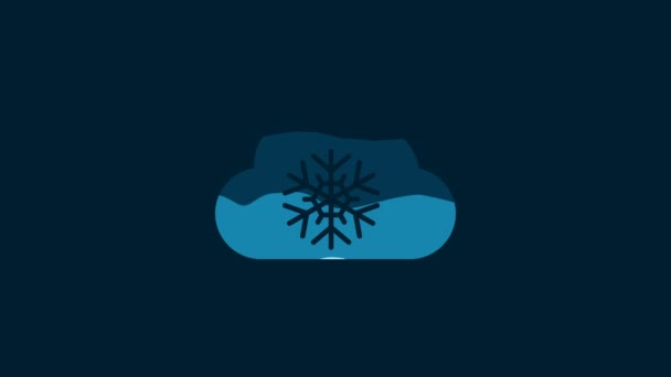 White Cloud Snow Icon Isolated Blue Background Cloud Snowflakes Single — Vídeo de stock