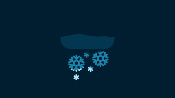 White Cloud Snow Icon Isolated Blue Background Cloud Snowflakes Single — Wideo stockowe