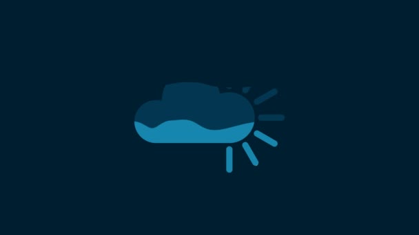 白色的云彩图标孤立在蓝色的背景上 4K视频运动图形动画 — 图库视频影像