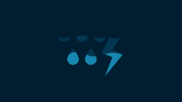 White Storm Icon Isolated Blue Background Drop Lightning Sign Weather — Stock Video