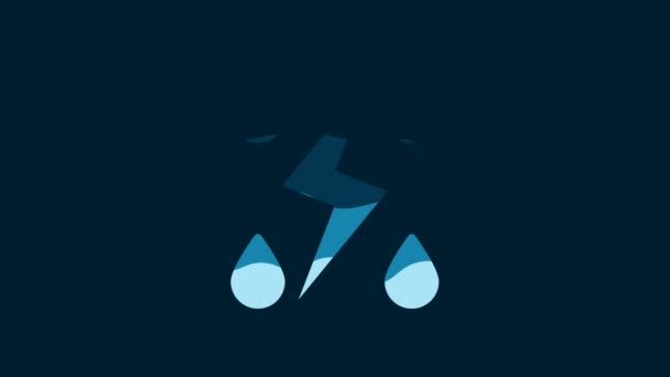 Значок White Storm Выделен Синем Фоне Знак Падения Молнии Метеосимвол — стоковое видео