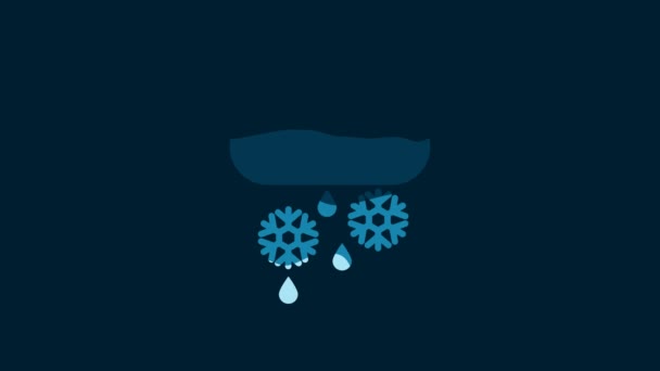 White Cloud Snow Rain Icon Isolated Blue Background Weather Icon — Stok Video
