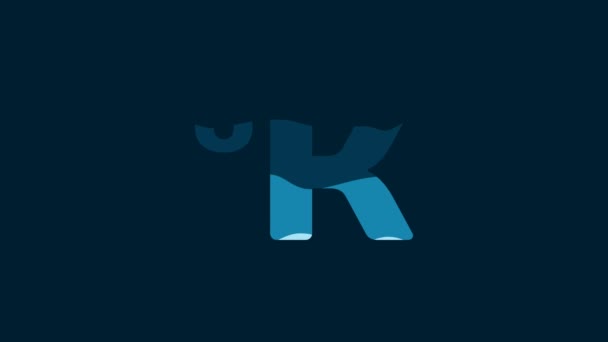 White Kelvin Icon Isolated Blue Background Video Motion Graphic Animation — Vídeo de stock