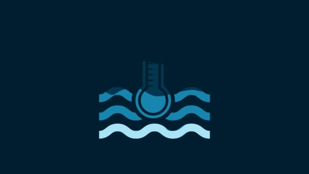 White Water Thermometer Measuring Heat Cold Icon Isolated Blue Background — 비디오