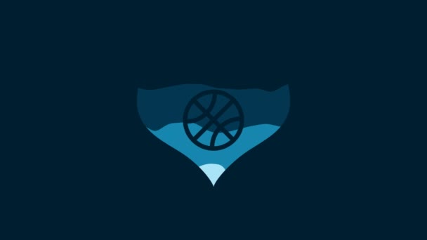 White Heart Basketball Ball Icon Isolated Blue Background Basketball Love — Stock videók