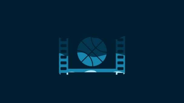 White Basketball Game Video Icon Isolated Blue Background Video Motion — Stockvideo