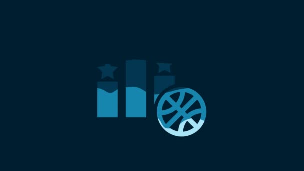 White Basketball Sports Winner Podium Icon Isolated Blue Background Video — Video