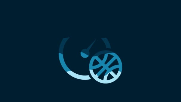 White Stopwatch Basketball Ball Icon Isolated Blue Background Basketball Time — Stock Video