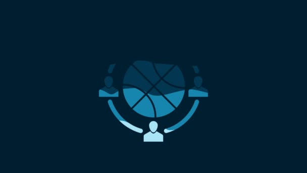 White Planning Strategy Concept Icon Isolated Blue Background Basketball Cup — Stockvideo