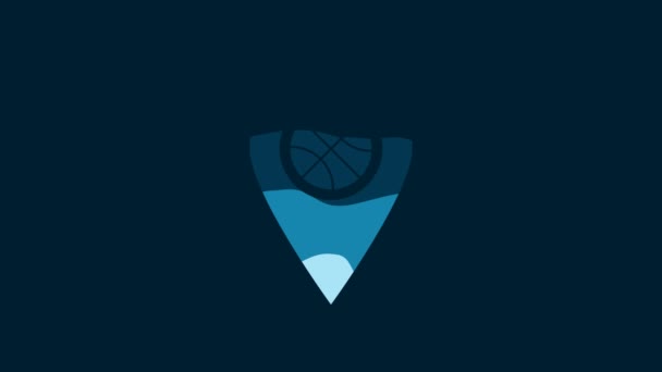 White Location Basketball Ball Icon Isolated Blue Background Video Motion — Vídeos de Stock