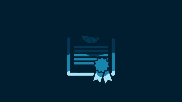 White Certificate Template Basketball Award Icon Isolated Blue Background Achievement — Vídeo de stock
