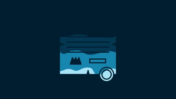 ホワイトオーダー パーチメント 青の背景に隔離されたスクロールアイコン 4Kビデオモーショングラフィックアニメーション — ストック動画