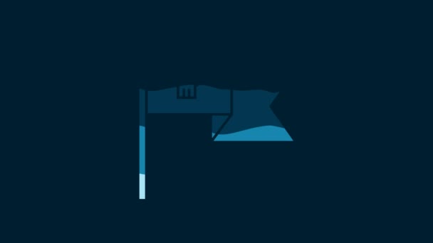White Pirate Flag Skull Icon Isolated Blue Background Video Motion — Stockvideo