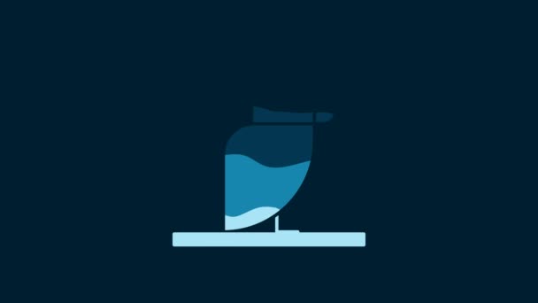 青色の背景に隔離された白い海賊オウムのアイコン 4Kビデオモーショングラフィックアニメーション — ストック動画