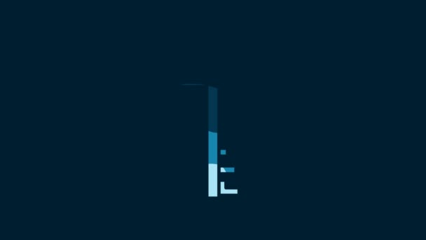 青の背景に隔離された白い海賊のキーアイコン 4Kビデオモーショングラフィックアニメーション — ストック動画