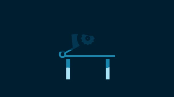 White Table Saw Woodwork Icon Isolated Blue Background Power Saw — Wideo stockowe