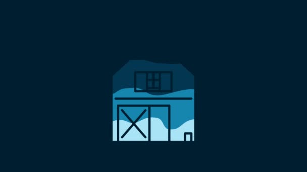 White Farm House Concept Icon Isolated Blue Background Rustic Farm — Stockvideo