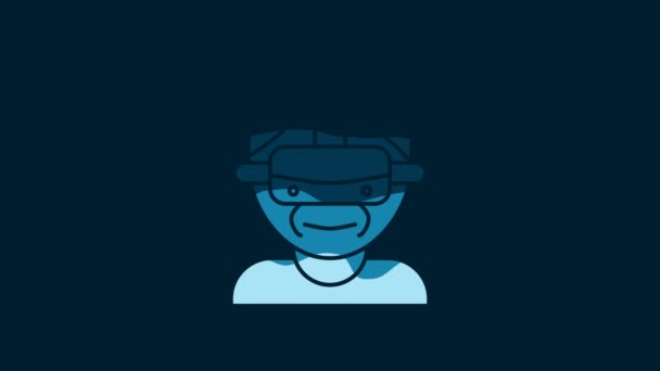 White Virtual Reality Glasses Icon Isolated Blue Background Stereoscopic Mask — Stock video