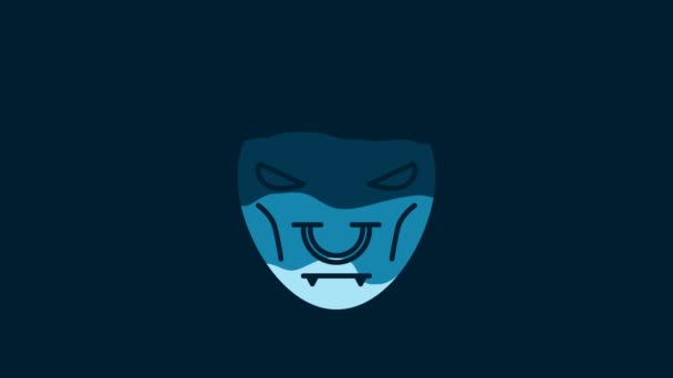 White Mask Devil Horns Icon Isolated Blue Background Video Motion — Stok video