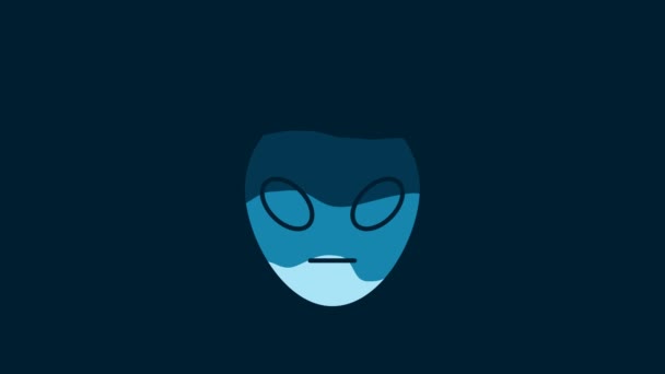 White Alien Icon Isolated Blue Background Extraterrestrial Alien Face Head — Video