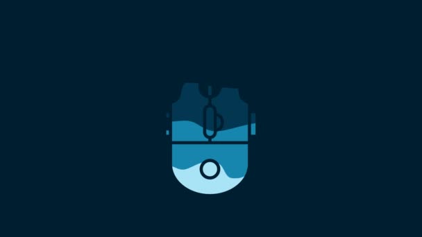 Иконка Игры Белой Мыши Выделена Синем Фоне Оптический Обозначением Колеса — стоковое видео