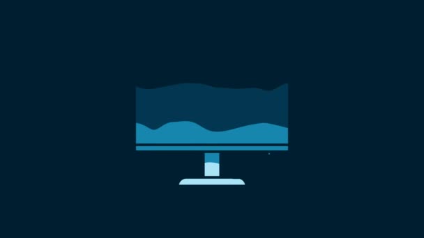 White Computer Monitor Icon Isolated Blue Background Component Sign Video — Wideo stockowe