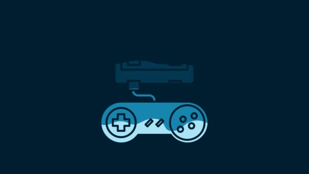 White Video Game Console Joystick Icon Isolated Blue Background Video — Vídeos de Stock