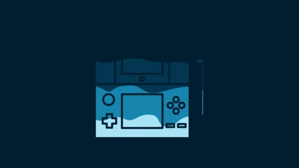 White Portable Video Game Console Icon Isolated Blue Background Gamepad — Vídeos de Stock