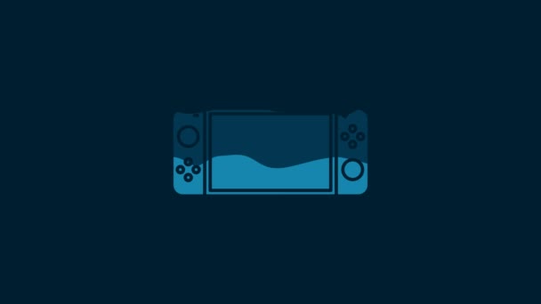 White Portable Video Game Console Icon Isolated Blue Background Gamepad — Wideo stockowe