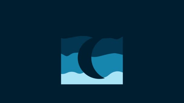 白色月亮相位日历图标孤立在蓝色背景上 4K视频运动图形动画 — 图库视频影像