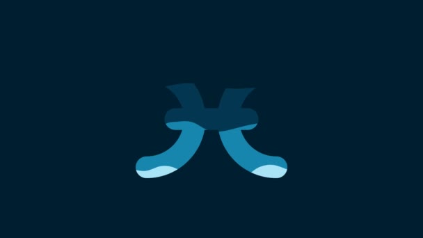 Знак Зодиака White Pisces Выделен Синем Фоне Коллекция Астрологических Гороскопов — стоковое видео