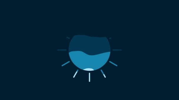 White Sun Icon Isolated Blue Background Video Motion Graphic Animation — Vídeo de Stock