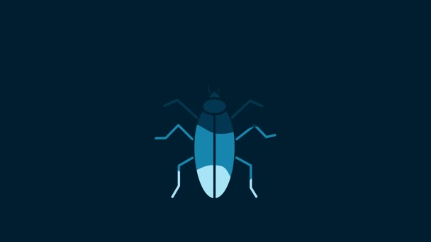 White Cockroach Icon Isolated Blue Background Video Motion Graphic Animation — Vídeo de Stock
