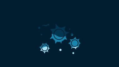 White Bacteria icon isolated on blue background. Bacteria and germs, microorganism disease causing, cell cancer, microbe, virus, fungi. 4K Video motion graphic animation.