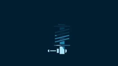 White Shock absorber icon isolated on blue background. 4K Video motion graphic animation.