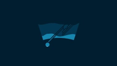 White Windscreen wiper icon isolated on blue background. 4K Video motion graphic animation.