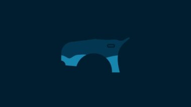 White Car fender icon isolated on blue background. 4K Video motion graphic animation.