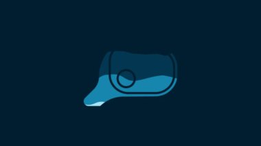 White Car mirror icon isolated on blue background. 4K Video motion graphic animation.