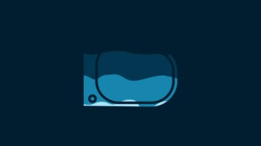 White Car mirror icon isolated on blue background. 4K Video motion graphic animation.