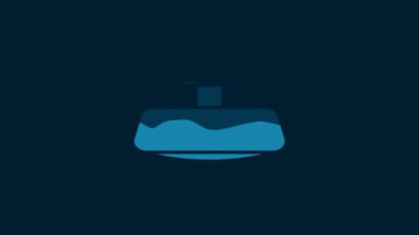 White Car mirror icon isolated on blue background. 4K Video motion graphic animation.