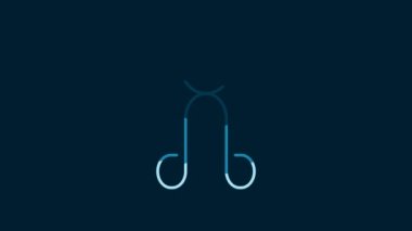 White Eyelash curler icon isolated on blue background. Makeup tool sign. 4K Video motion graphic animation.