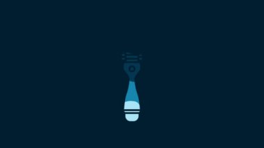 White Hairbrush icon isolated on blue background. Comb hair sign. Barber symbol. 4K Video motion graphic animation.