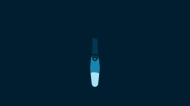 White Nail file icon isolated on blue background. Manicure tool. 4K Video motion graphic animation.