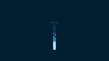 White Pipette icon isolated on blue background. Element of medical, cosmetic, chemistry lab equipment. 4K Video motion graphic animation.