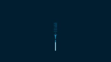 White Syringe icon isolated on blue background. Syringe for vaccine, vaccination, injection, flu shot. Medical equipment. 4K Video motion graphic animation.