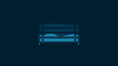 White Chest of drawers icon isolated on blue background. 4K Video motion graphic animation.