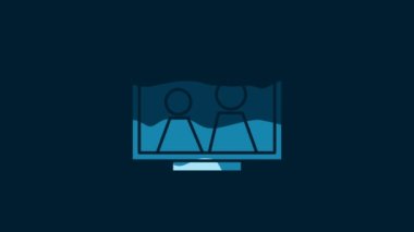White Picture frame on table icon isolated on blue background. 4K Video motion graphic animation.