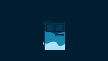 White Closed door icon isolated on blue background. 4K Video motion graphic animation.
