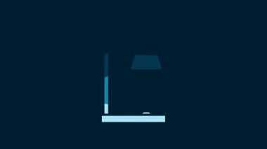 White Table lamp icon isolated on blue background. 4K Video motion graphic animation.
