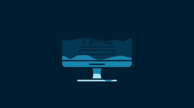 White Computer monitor with text FAQ information icon isolated on blue background. Frequently asked questions. 4K Video motion graphic animation.
